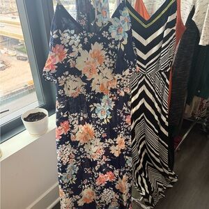 Navy Floral Print Maxi Dress